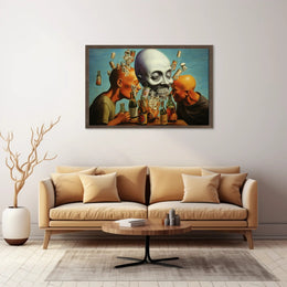 Eerie Scene with Skull and Bottles Abstract or Artistic Poster