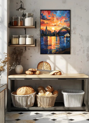 Sydney Sunset Over Iconic Landmarks Travel Poster