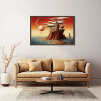 Whimsical Castle Fantasy Scene Surreal Art Poster