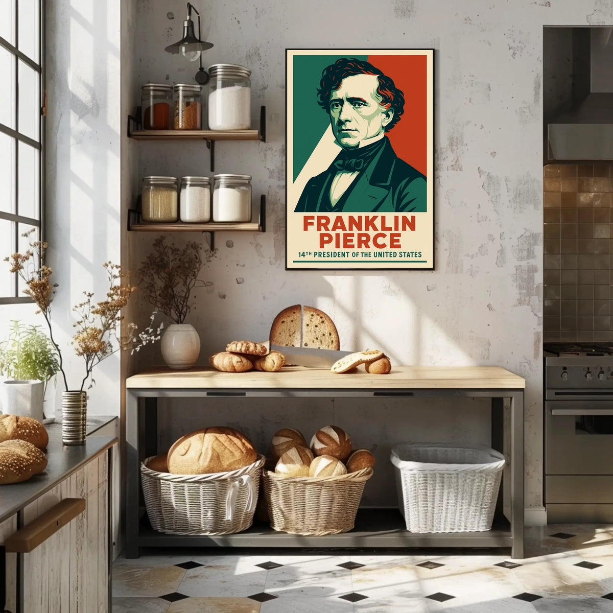 Franklin Pierce Patriotic Art Poster Historical Presidential Poster