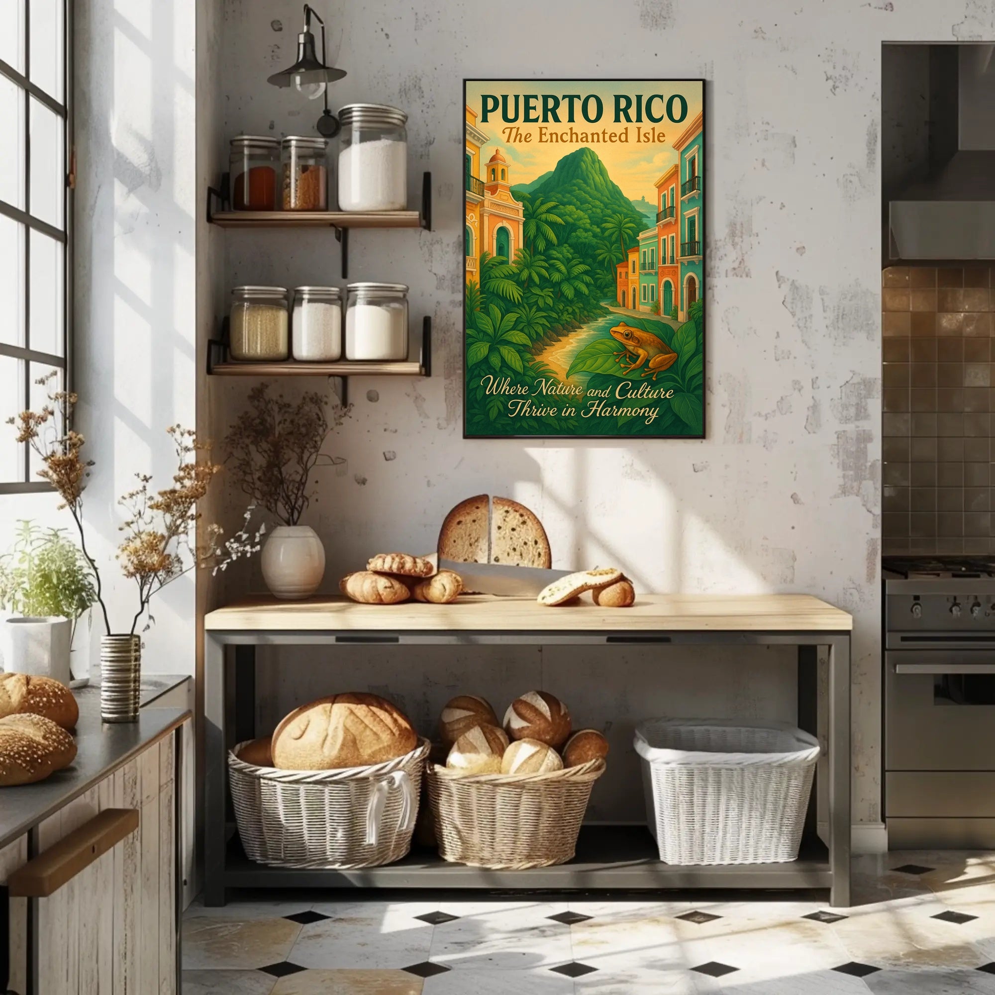 Puerto Rico Vintage Travel Poster: The Enchanted Isle