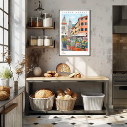 Vibrant Flower Market in Pisa Poster PosterGoat