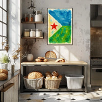 Abstract Landscape With Red Star Poster