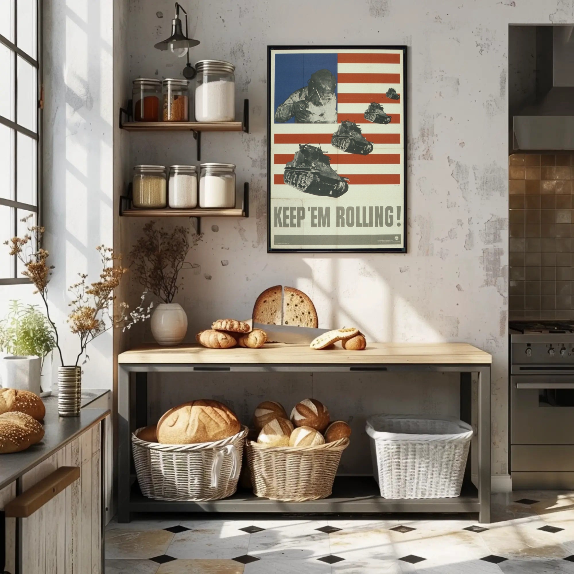 World War II American Industrial Effort Propaganda Poster