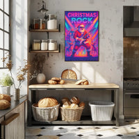 Christmas Rock Santa Guitar Festive Poster