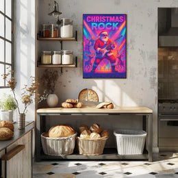 Christmas Rock Santa Guitar Festive Poster