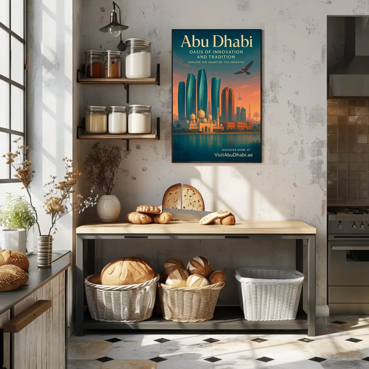 Abu Dhabi Skyline Modernity and Tradition Travel Poster