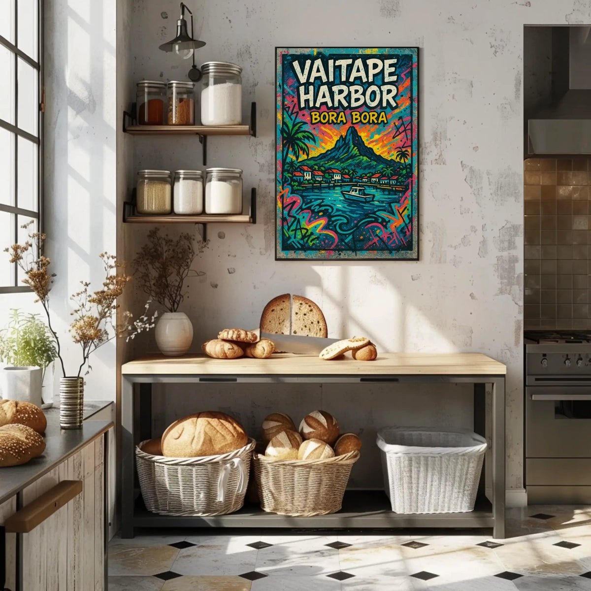 Vaitape Harbor Bora Bora Tropical Landscape Poster