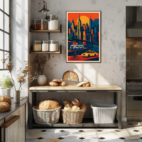 Urban Symphony Cityscape Poster Vibrant Sunset City Living
