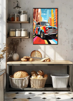 Retro City Pop Art Car Artistic Poster