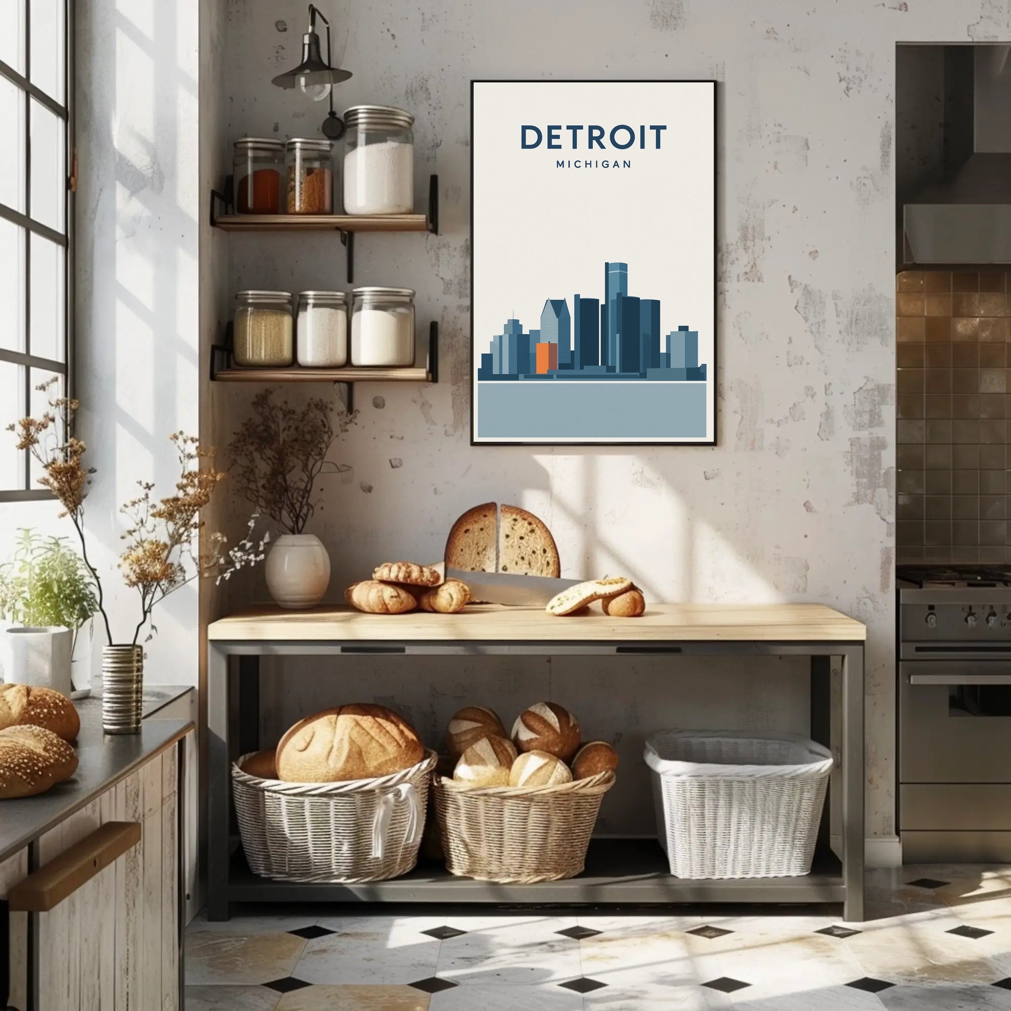 Detroit Skyline Poster PosterGoat