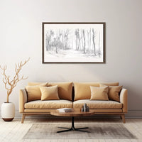 Tranquil Winter Forest Pencil Sketch Art Poster
