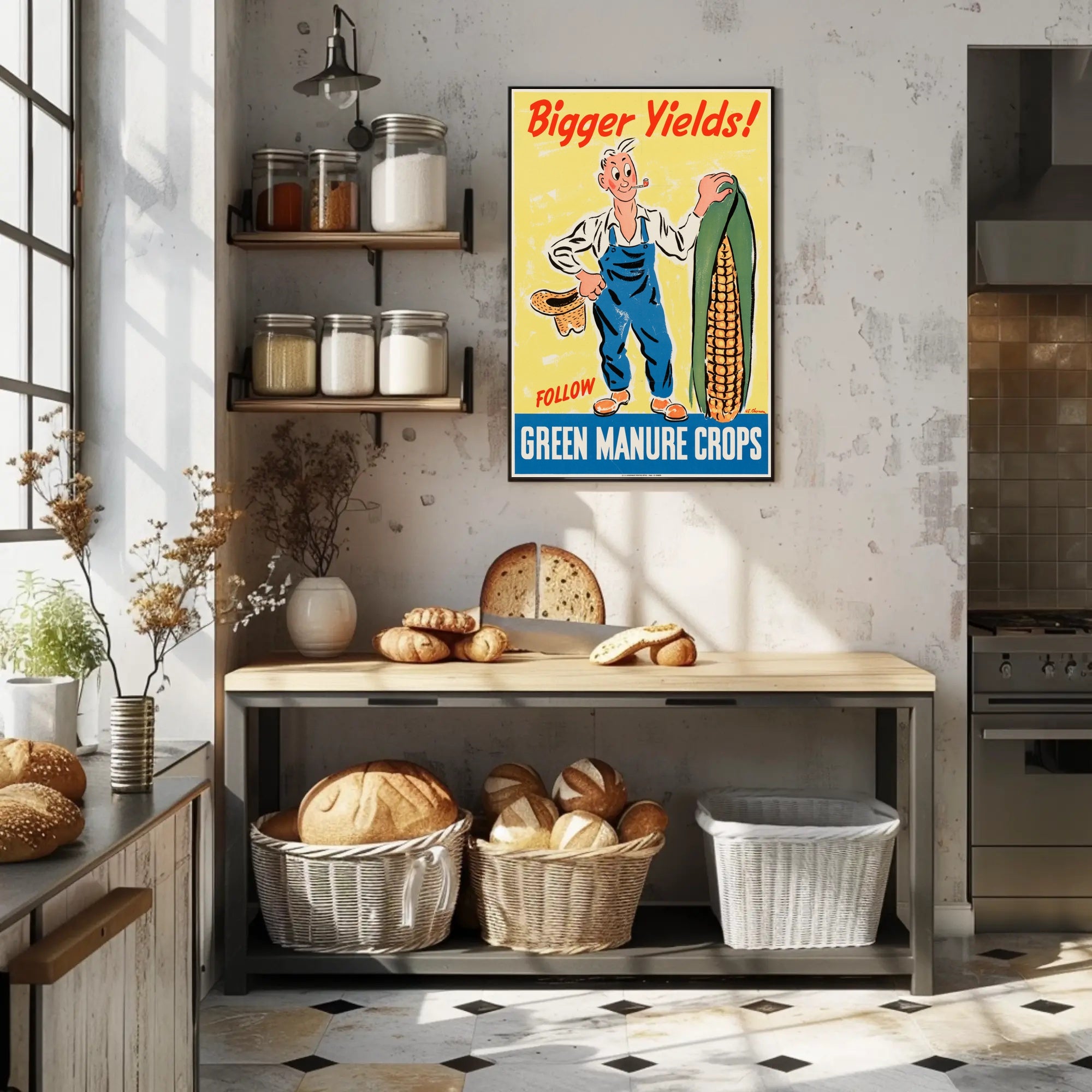 Agriculture Innovation Vintage Art: Mid-Century Propaganda Poster PosterGoat