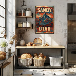 Sandy Utah Wasatch Range Mountain Adventure Travel Vintage Ads Typography Nature Landscape Poster