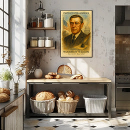 Woodrow Wilson 28th President of the United States Vintage Watercolor Poster