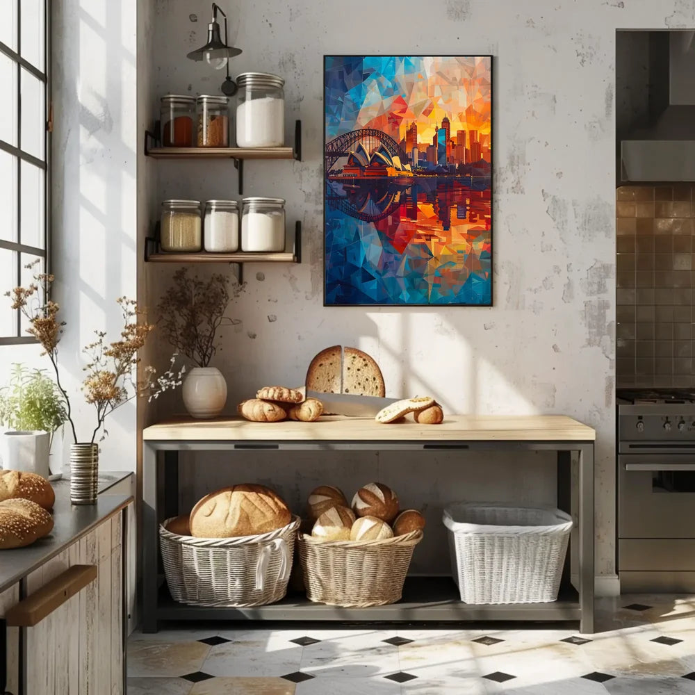 Sydney Opera House Mosaic Art Poster Vibrant Colors