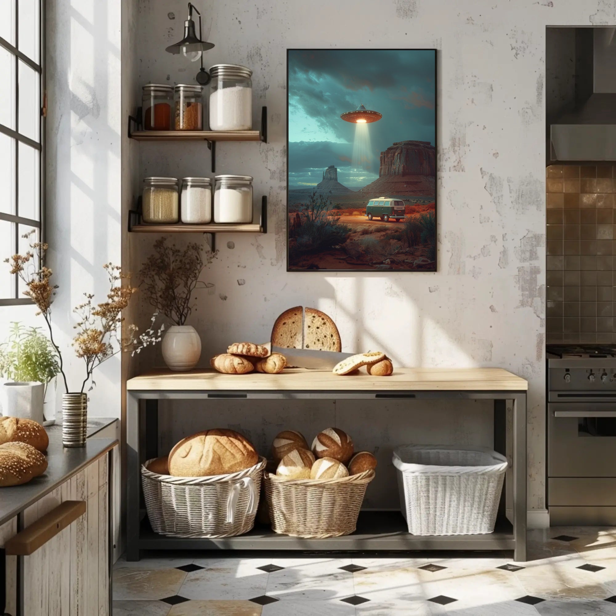 Desert Encounter Art Print Poster for Home Decor and Travel Enthusiasts PosterGoat