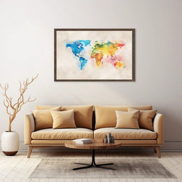 Vibrant Watercolor World Map Poster for Art Lovers