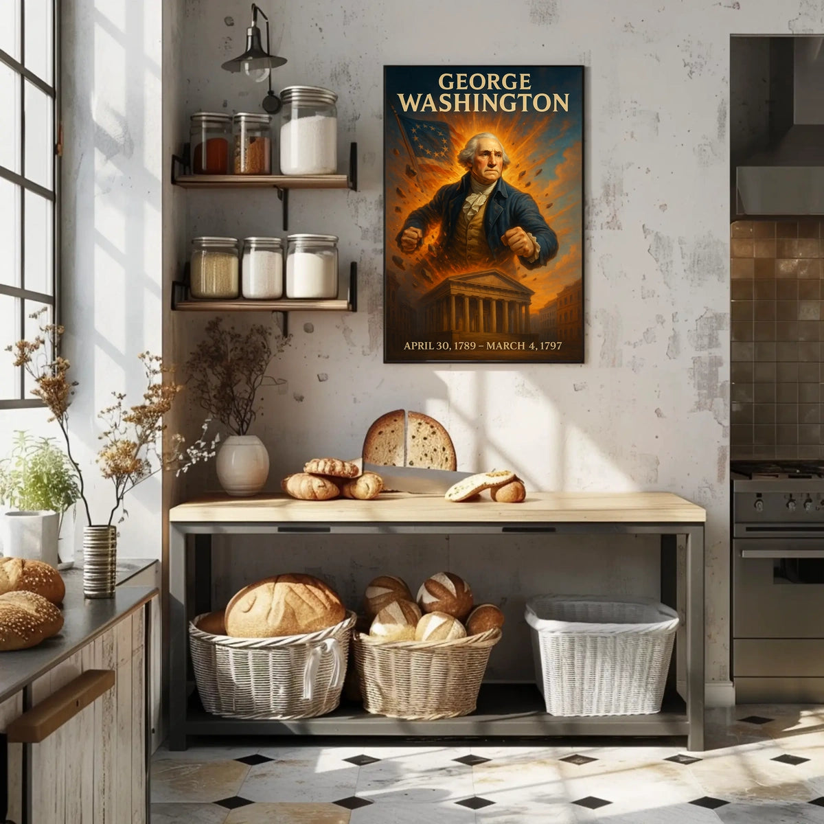 George Washington Vintage Presidential Leadership Historical Poster