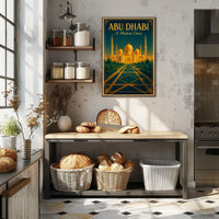 Abu Dhabi Grand Mosque Vintage Travel Poster