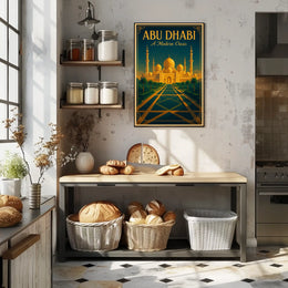 Abu Dhabi Grand Mosque Vintage Travel Poster