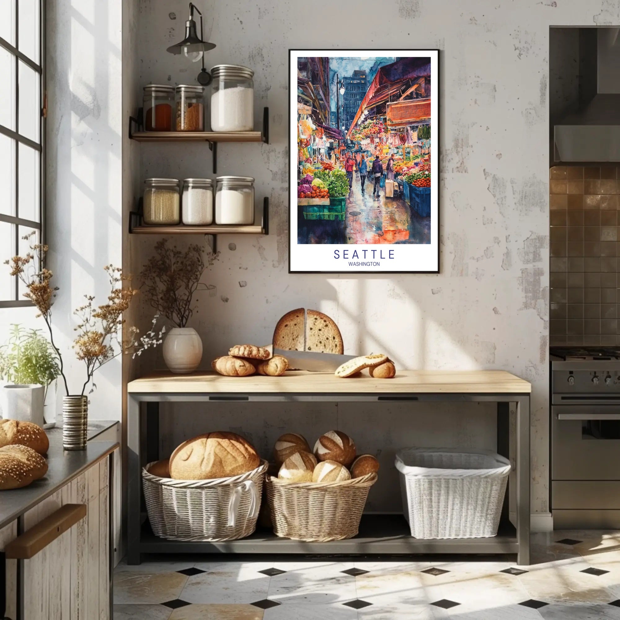 Vibrant Seattle Market Poster PosterGoat