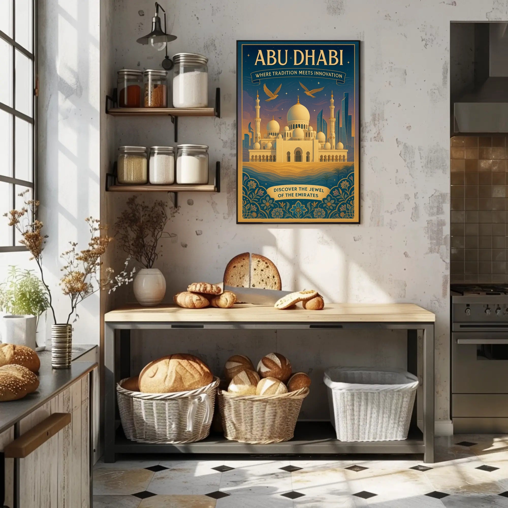 Abu Dhabi Fusion: Modern Meets Tradition Urban or Cityscape Poster