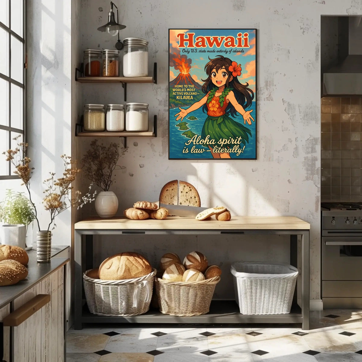 Hawaiian Paradise Anime Poster: Vibrant Island Adventure