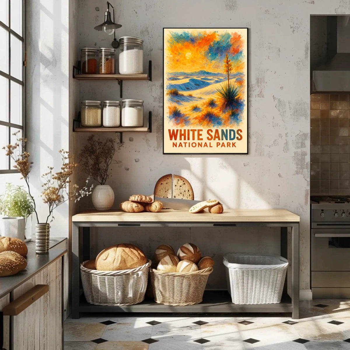 White Sands National Park Watercolor Art Poster