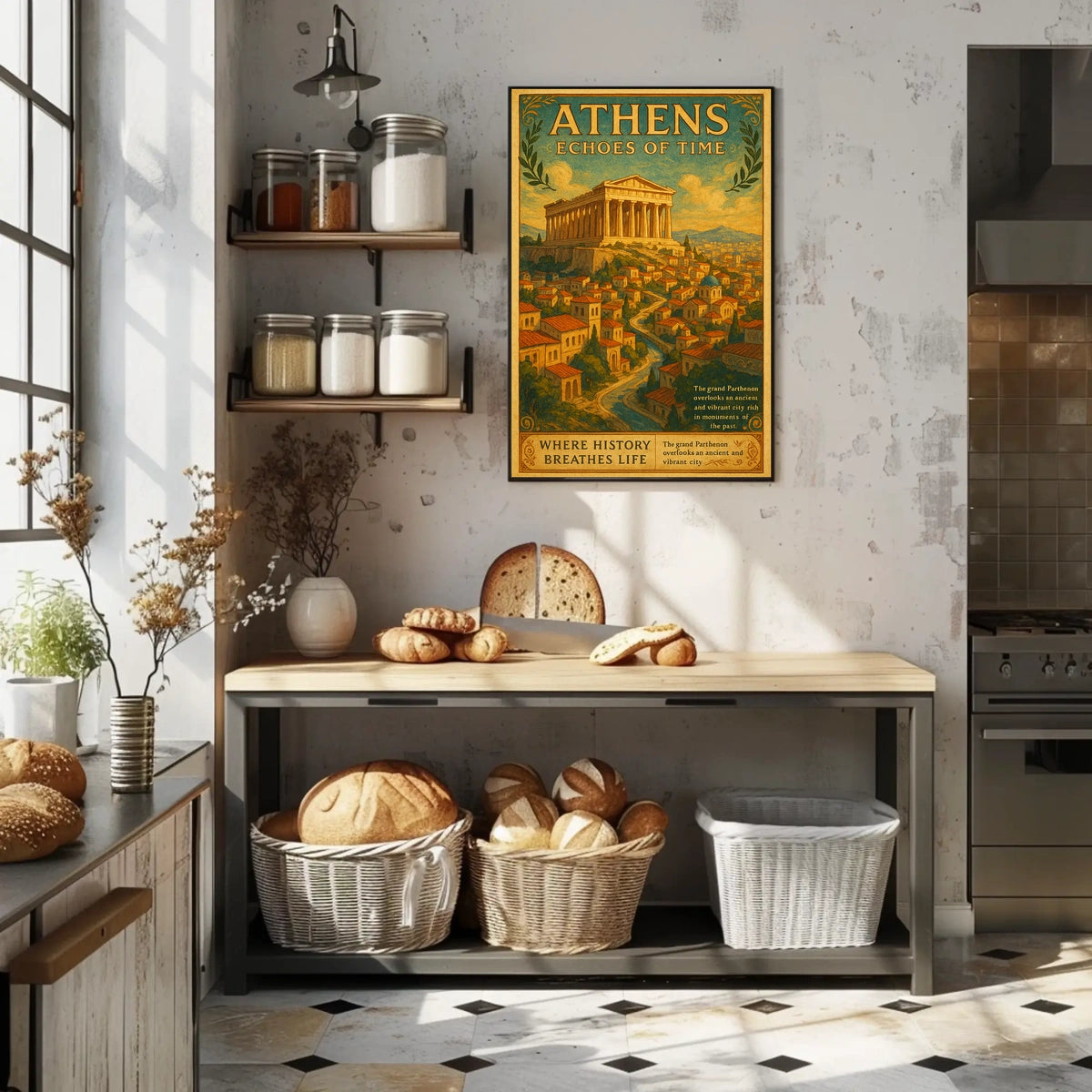 Parthenon Vintage Travel Poster: Timeless Greek Heritage