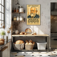 Benjamin Harrison 23rd President of the United States Exaggerated Cartoon Sketch Poster