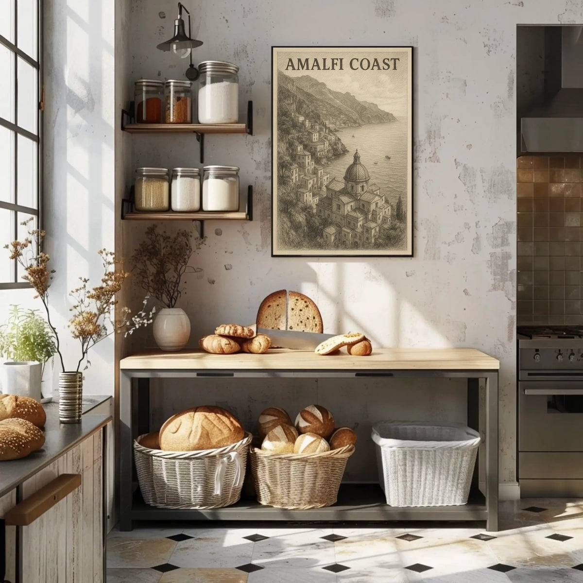 Amalfi Coast Poster Wall Art 18x24 Coastal Landscape
