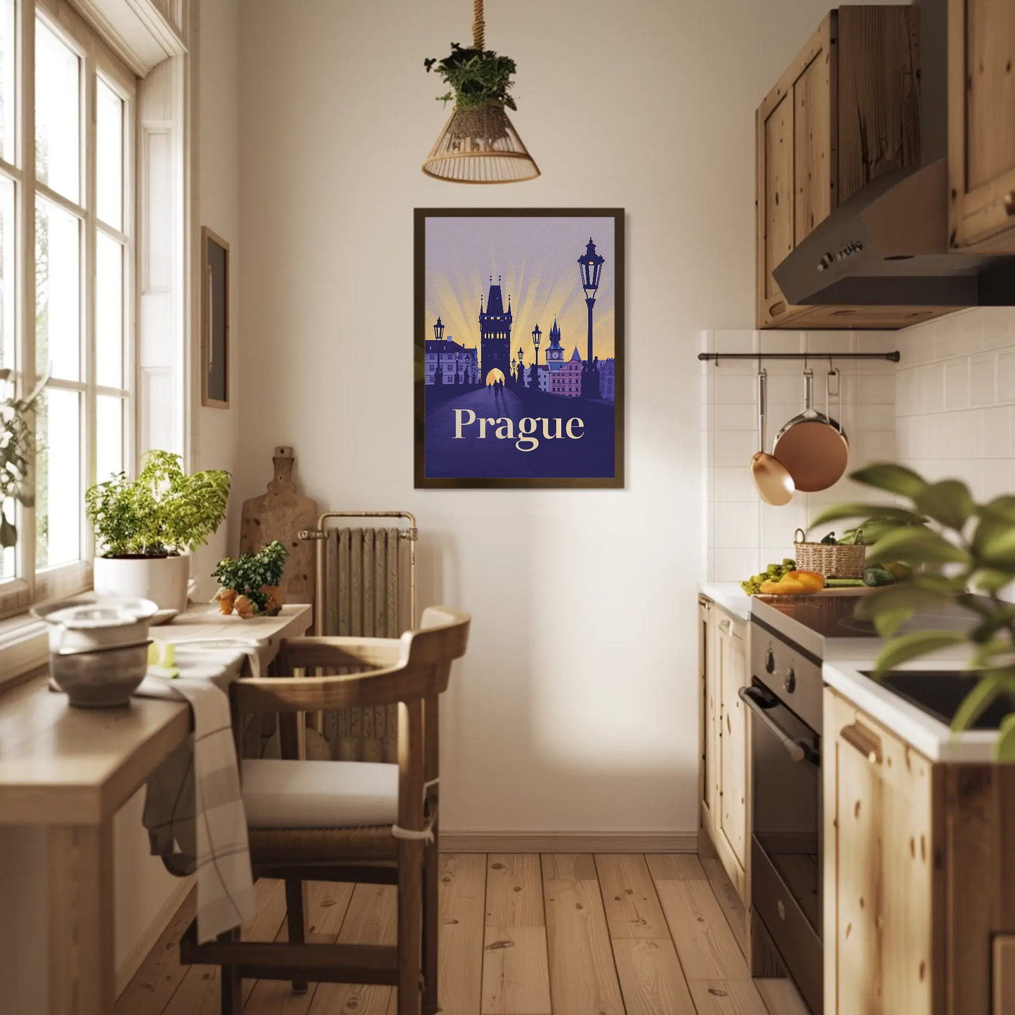 Prague Charles Bridge Sunset Silhouettes Poster