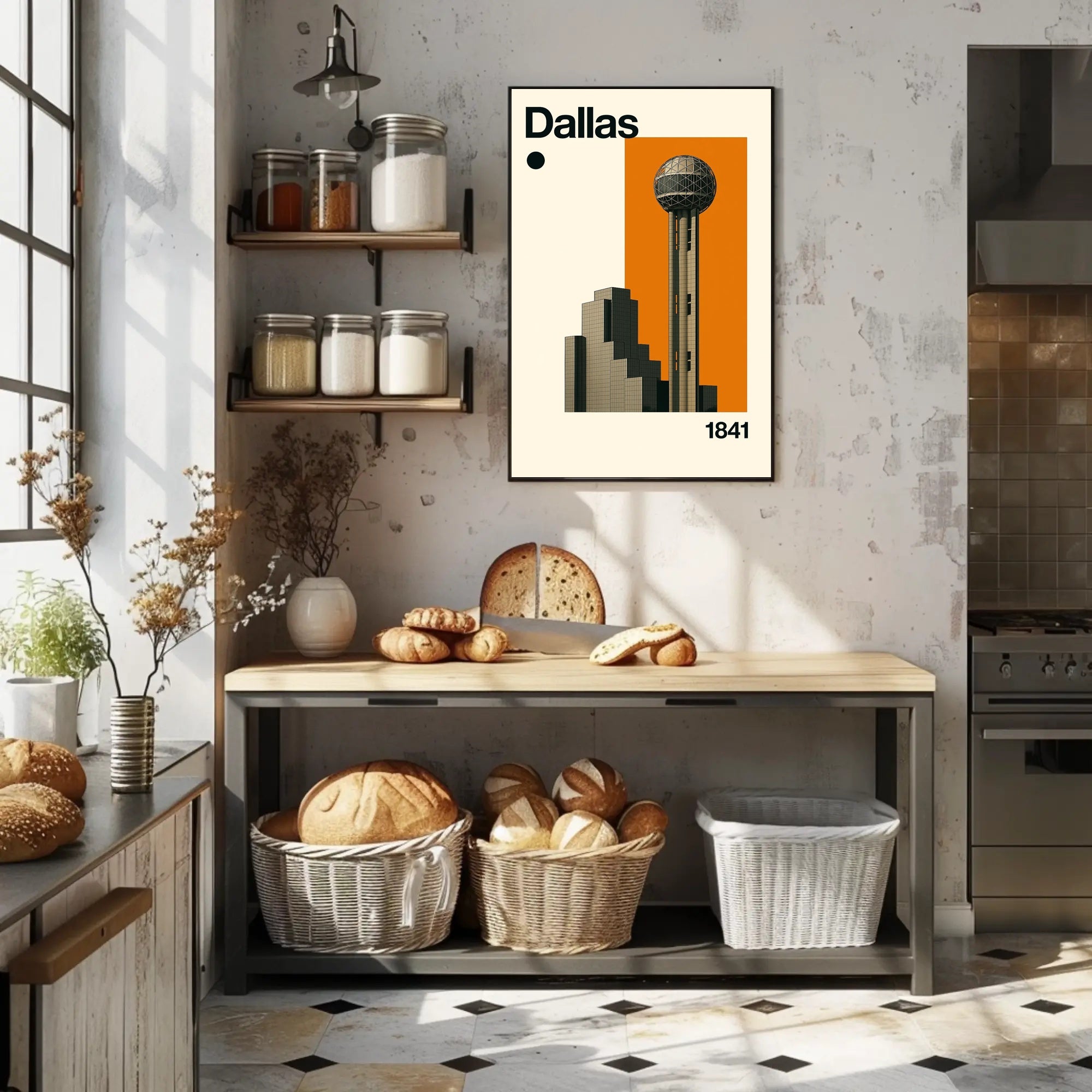 Dallas 1841 Architectural Cityscape Travel Poster