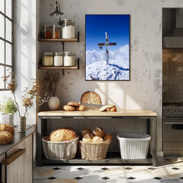 Cross On A Snowy Peak Poster