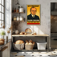 Calvin Coolidge 30th President of the United States Inked Comic Style Poster