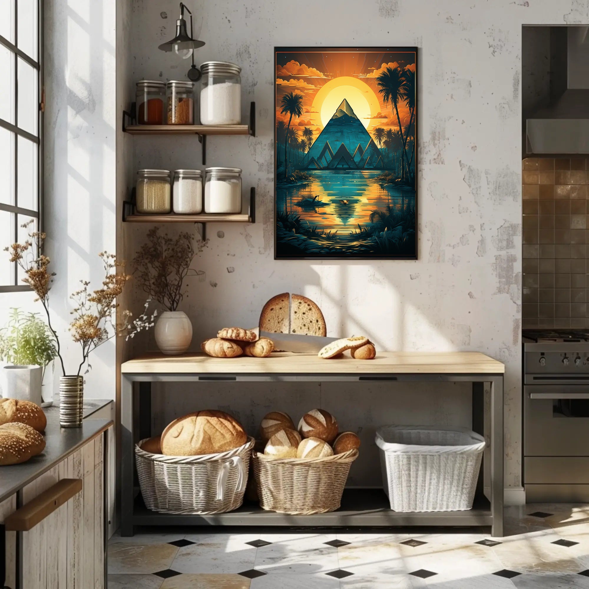 Sunset Over The Pyramid Poster