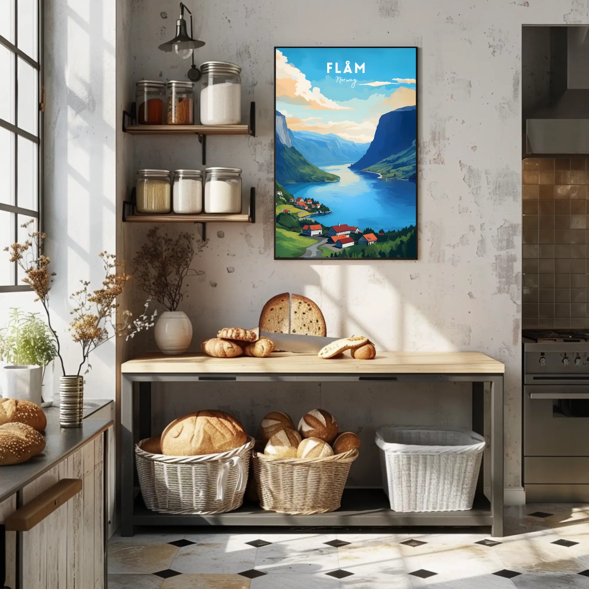 Flåm Norway Scenic View Travel Poster