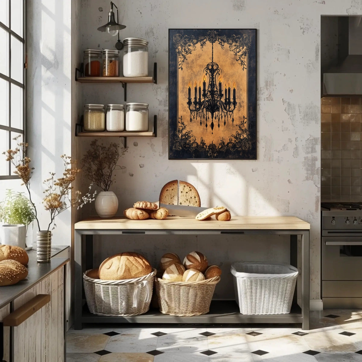 Vintage Chandelier Art Print with Luxurious Details Poster