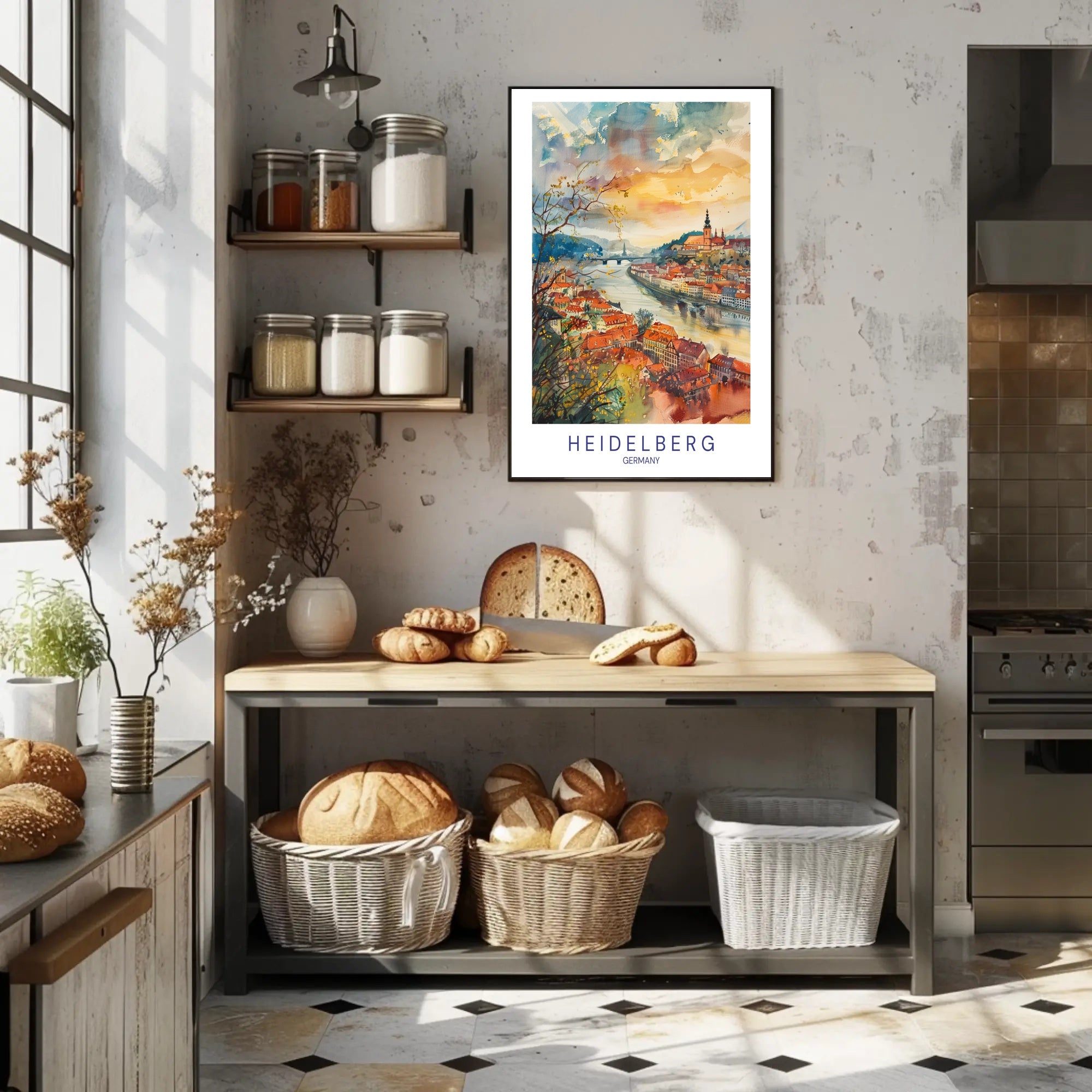 Heidelberg Watercolor Dreamscape Urban or Cityscape Poster PosterGoat