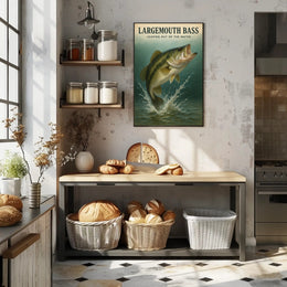 Largemouth Bass  Leaping Out of the Water Poster PosterGoat