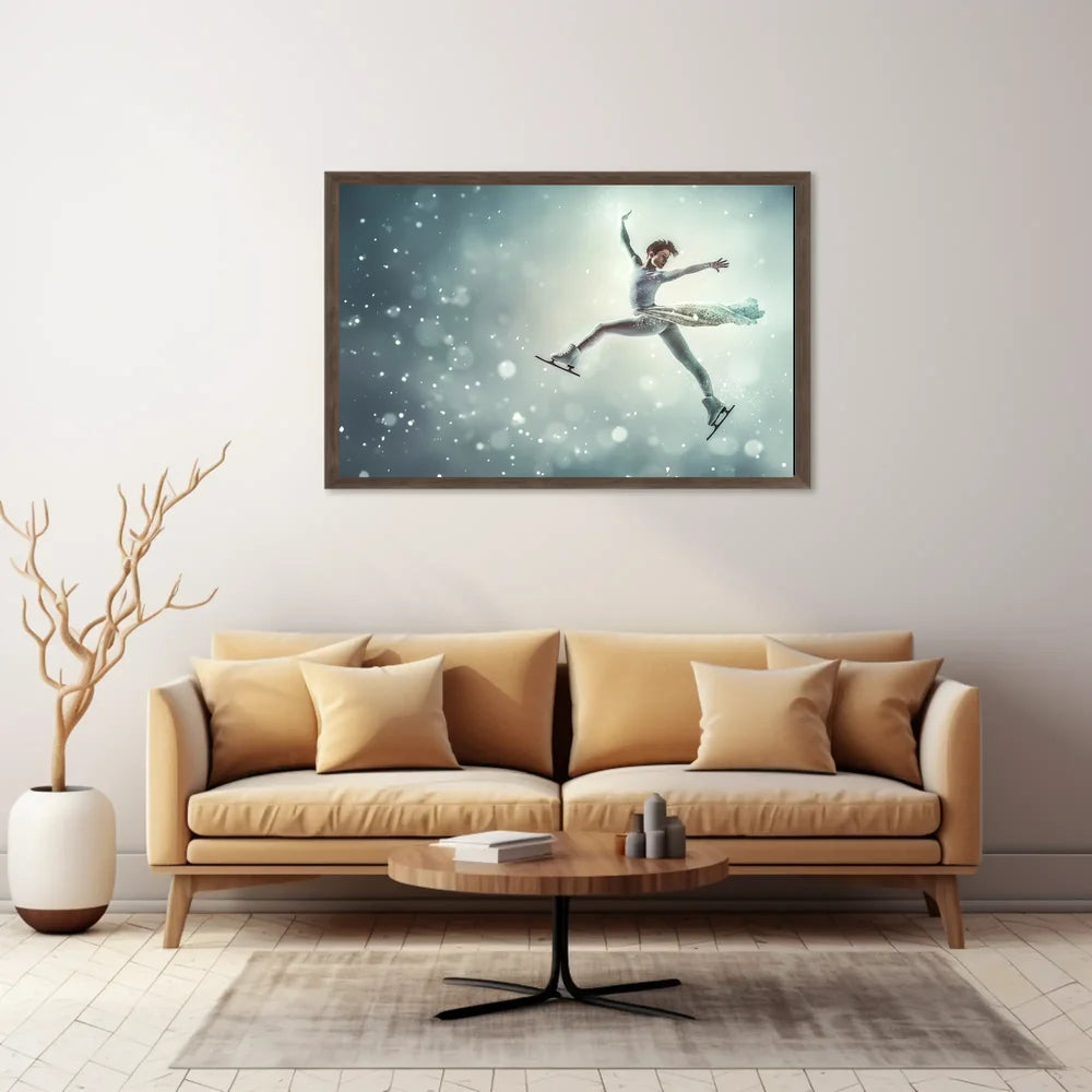 Graceful Figure Skater in Winter Fantasy Poster
