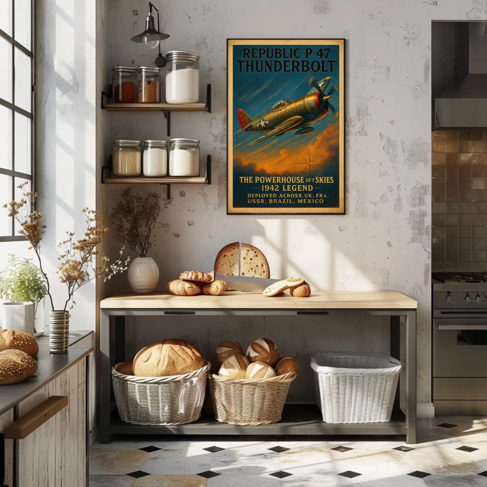 Republic P-47 Thunderbolt WWII Fighter Aircraft Poster