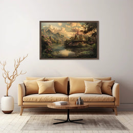 Tranquil Thai Pagoda at Sunset Landscape Poster