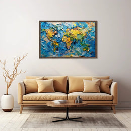 Textured Impressionistic World Map Palette Knife Poster