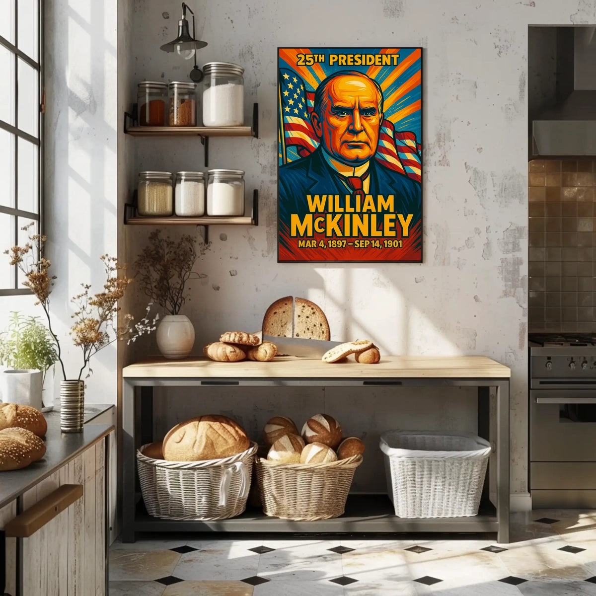 William McKinley 25th President of the United States Colorful Comic Book Style Poster