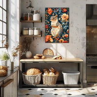 Whimsical Squirrel and Flowers Vibrant Animal Poster