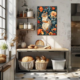 Whimsical Squirrel and Flowers Vibrant Animal Poster