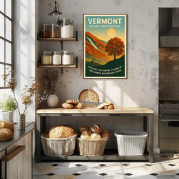 Vermont Autumn Landscape Poster Vintage Art Print
