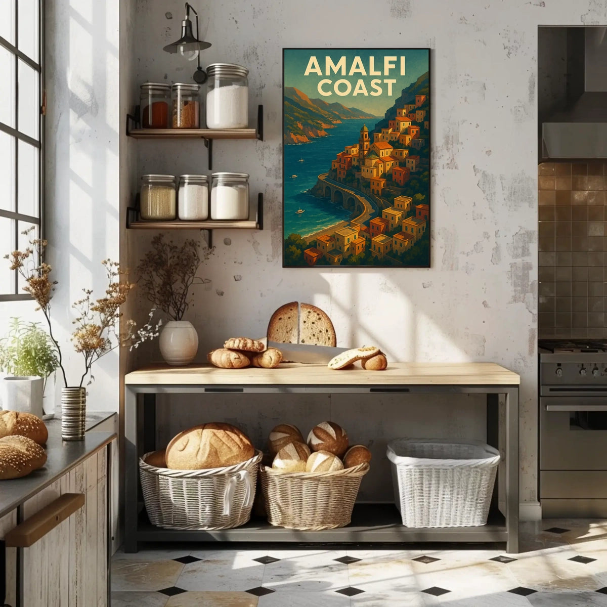 Amalfi Coast Poster 18x24 Wall Art for Coastal Decor Home